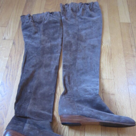 Vintage Guido Pasquali Milano Brown Suede Leather Over Knee boots size 8 - Picture 2 of 10